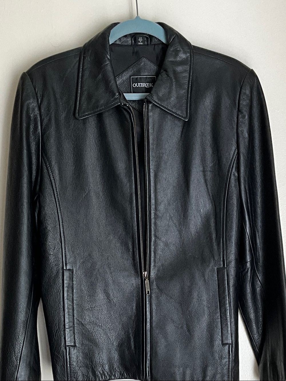 Women’s Black Leather Zip Jacket by OUTBROOK